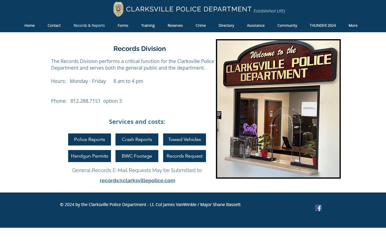 Clarksville People Search police records