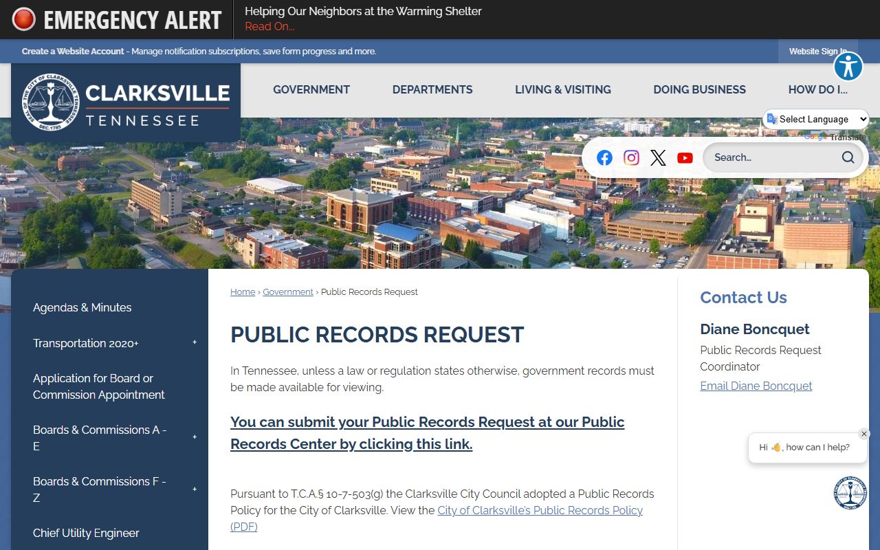 Clarksville People Search public records request