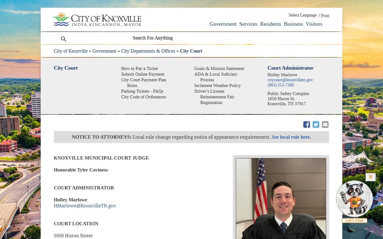 Knoxville People Search city court records page