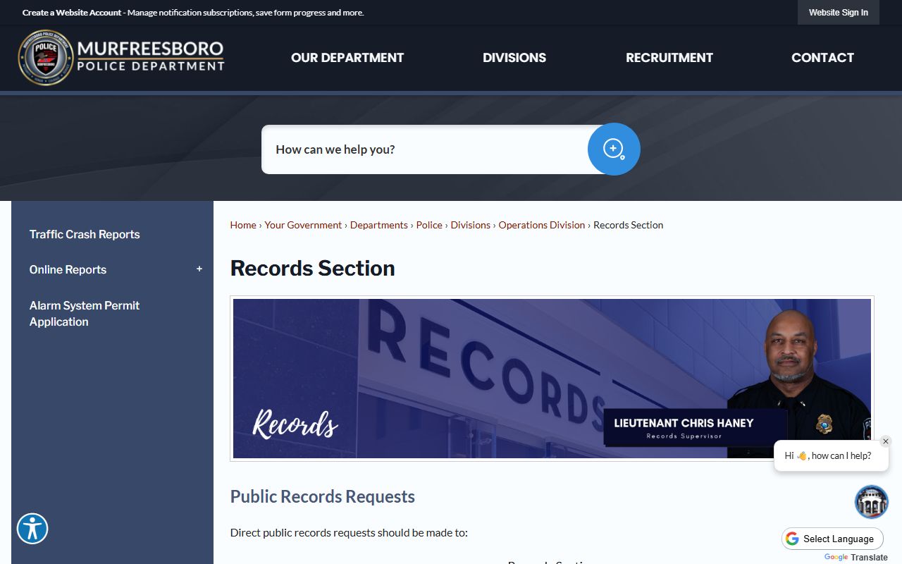 Murfreesboro People Search police records office