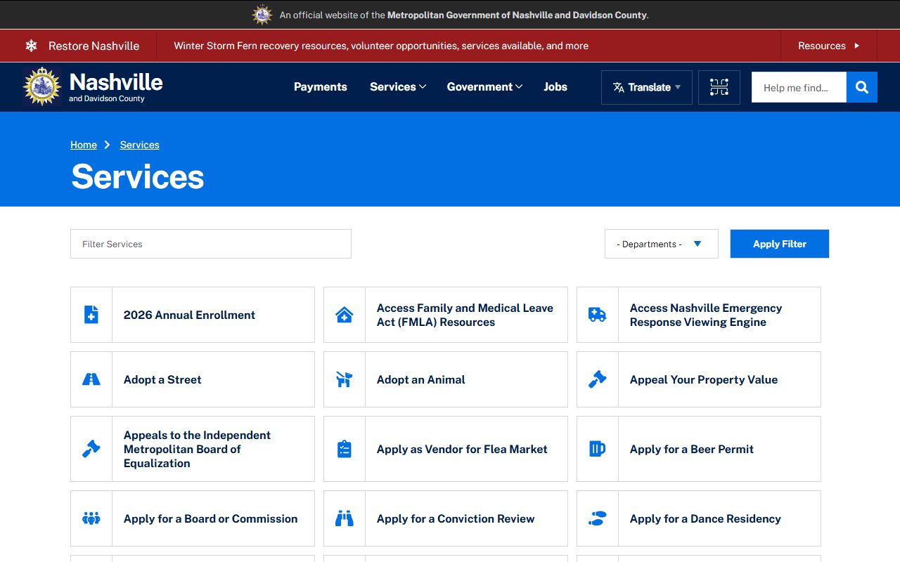 Nashville People Search open data portal