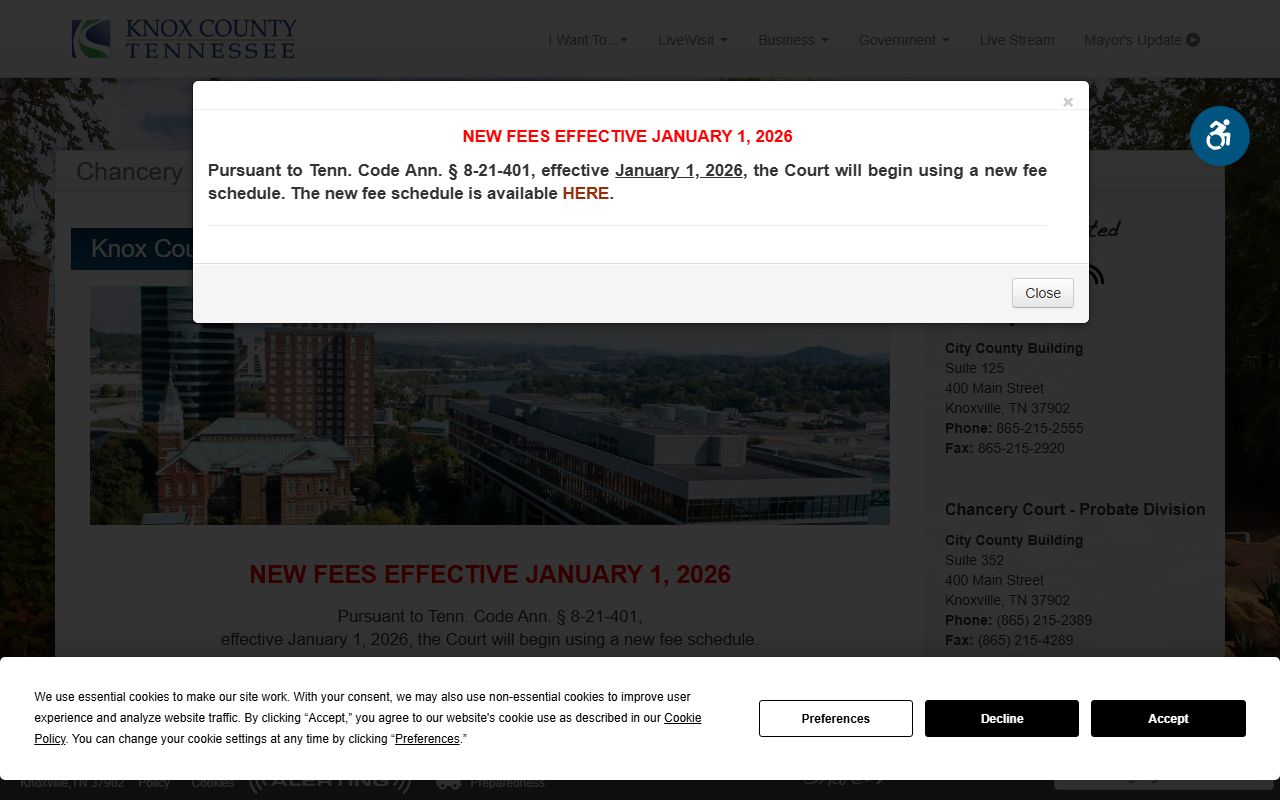 Knox County People Search chancery court records page