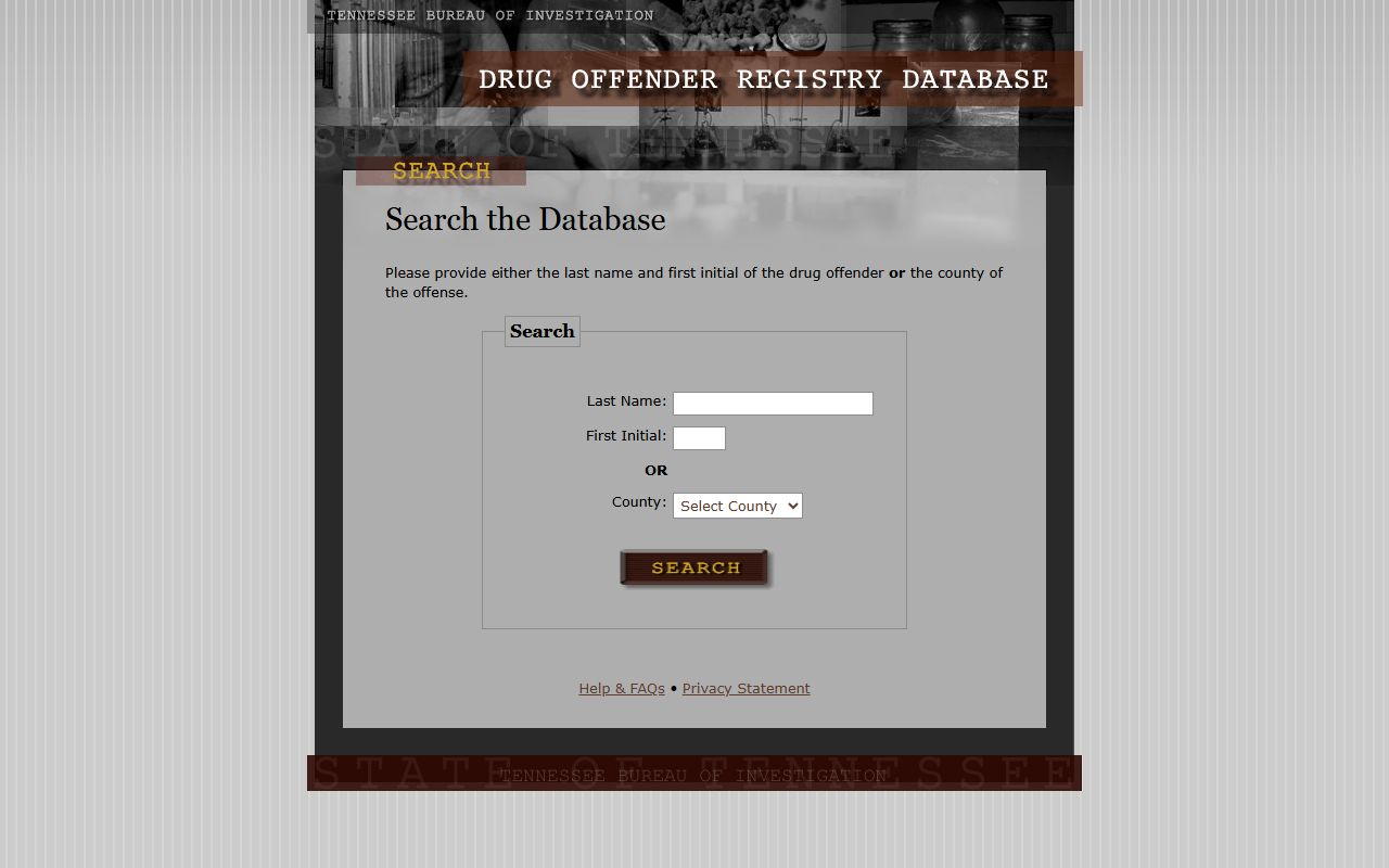 Tennessee People Search methamphetamine offender registry