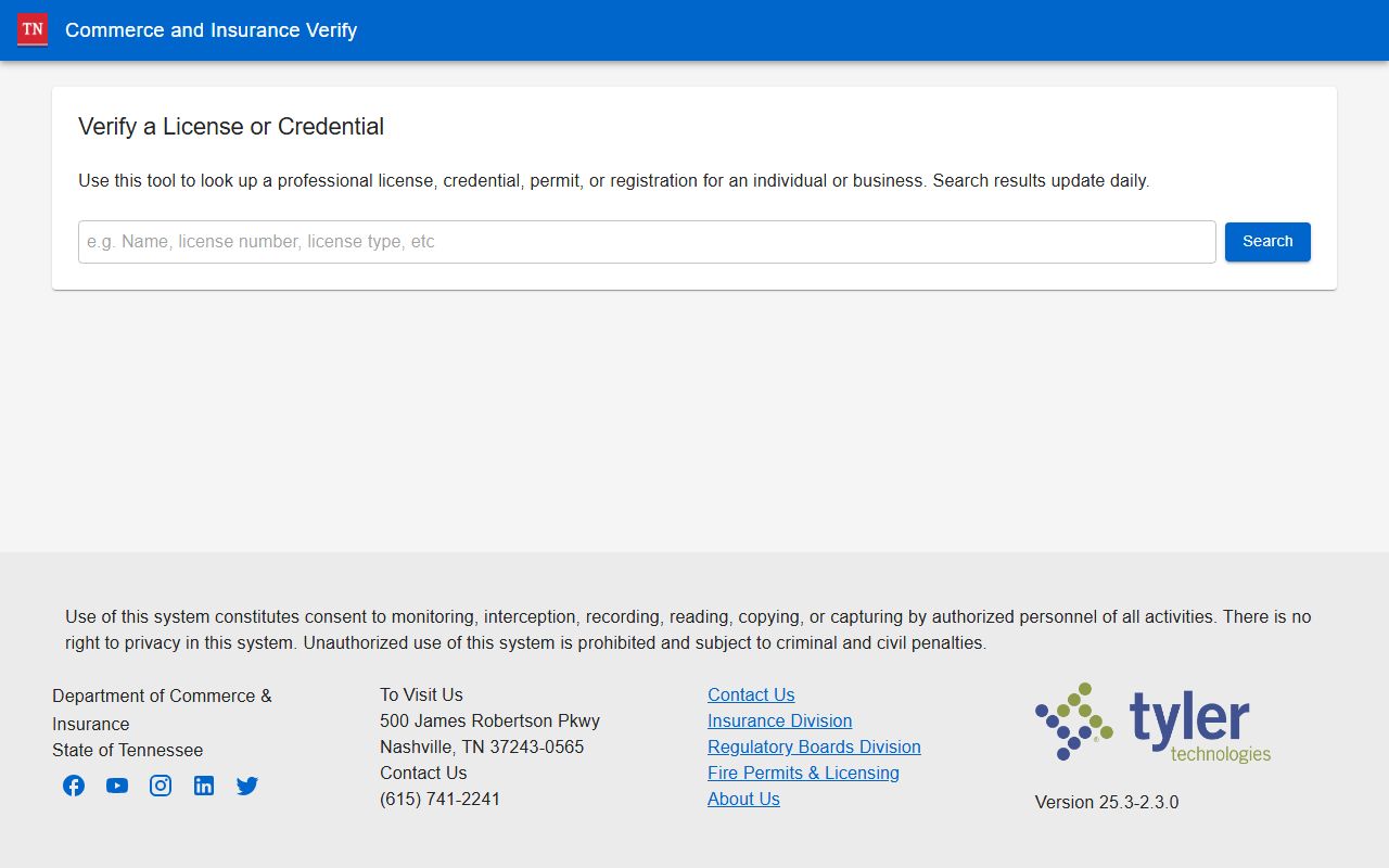 Tennessee People Search professional licensing verification