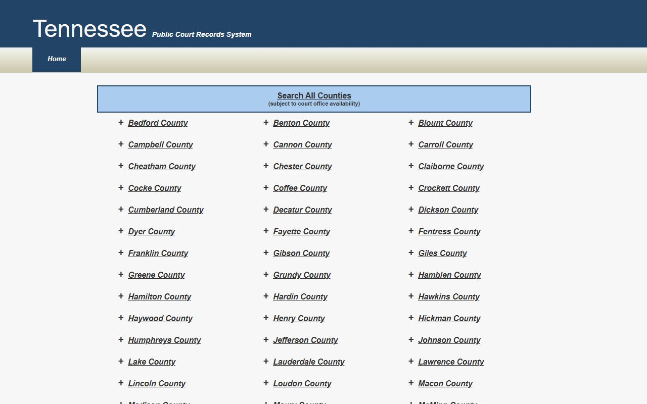 Tennessee People Search public court records portal